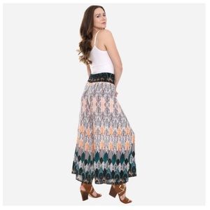 Vintage Teal & Orange Peacock Open Leg Palazzo Pants